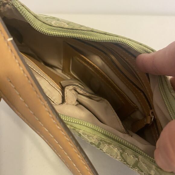 Y2K Nine West Lime Green Canvas Slouchy Crescent Hobo Shoulder Purse Set VTG 90s - Picture 8 of 10